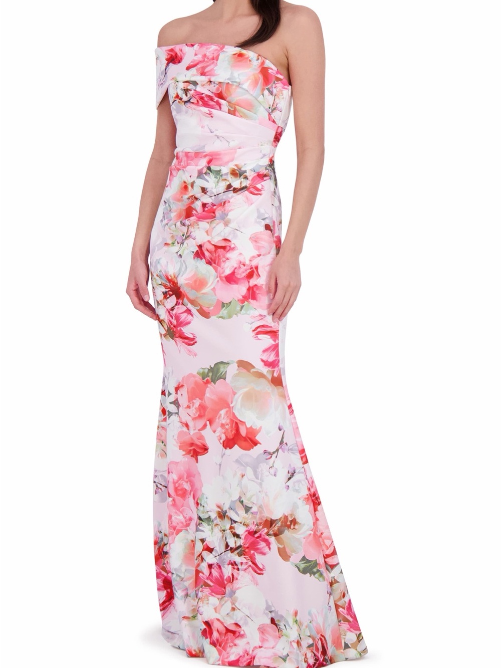 Eliza J Pink Floral Off-Shoulder mermaid gown - Picture 5 of 12